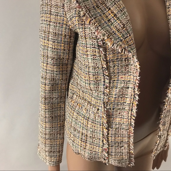 Loft Womens Tweed Blazer Size 2P Tweed Open Front - Picture 2 of 6